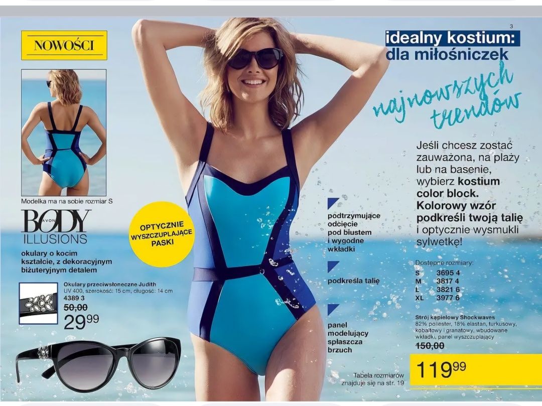 Nowy Strój kąpielowy Avon r.48 niebieski
