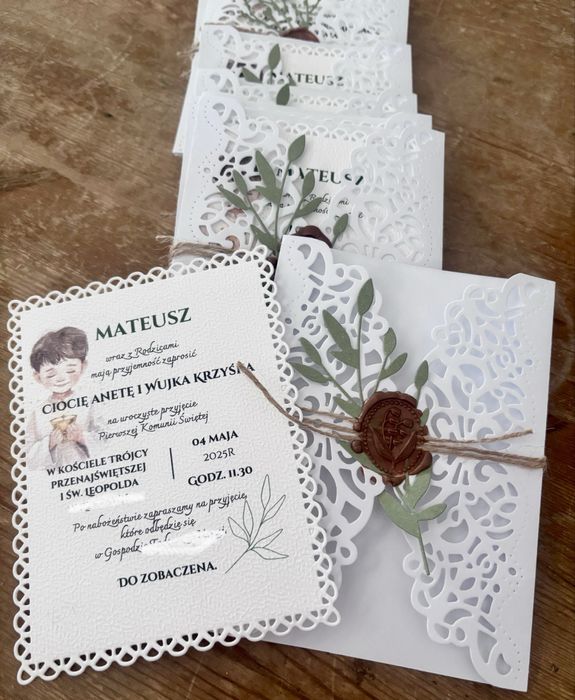 Zaproszenia na komunie podziękowania ślub chrzciny