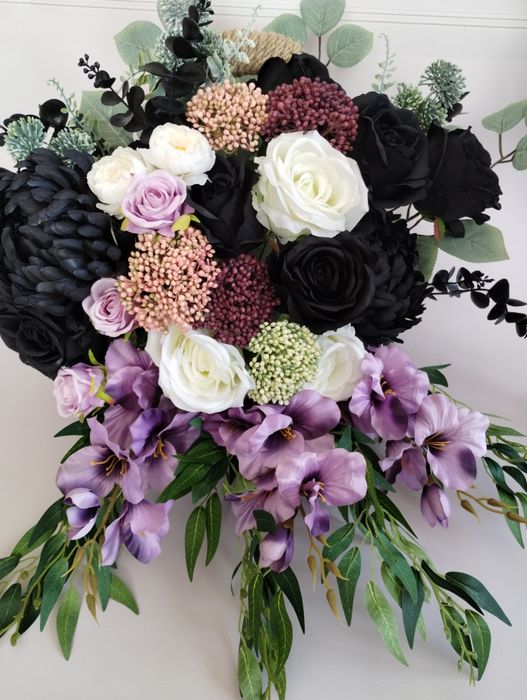 Kompozycja nagrobna z bukietem komplet stroik cmentarz