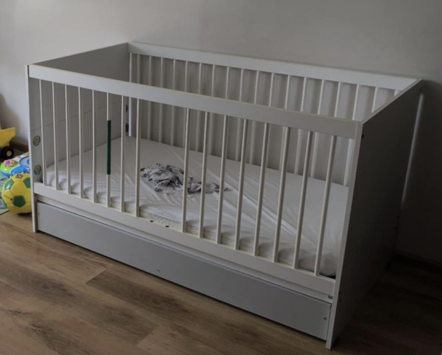 Łożeczko białe 2w1 140x70 i tapczanik