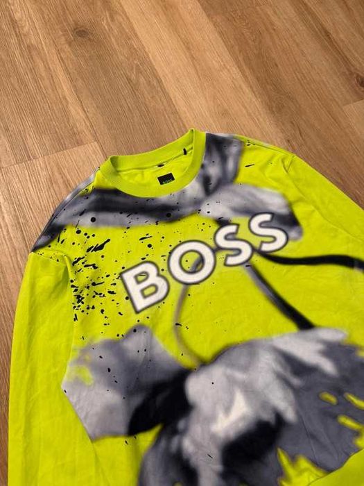 Hugo Boss Green Salbo Lotus Crewneck sweatshirt bluza neonowa M j.nowa