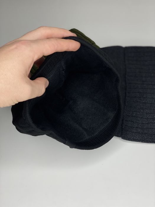 Мужская спортивная шапка зимняя Armani темно серая/графит утепленная