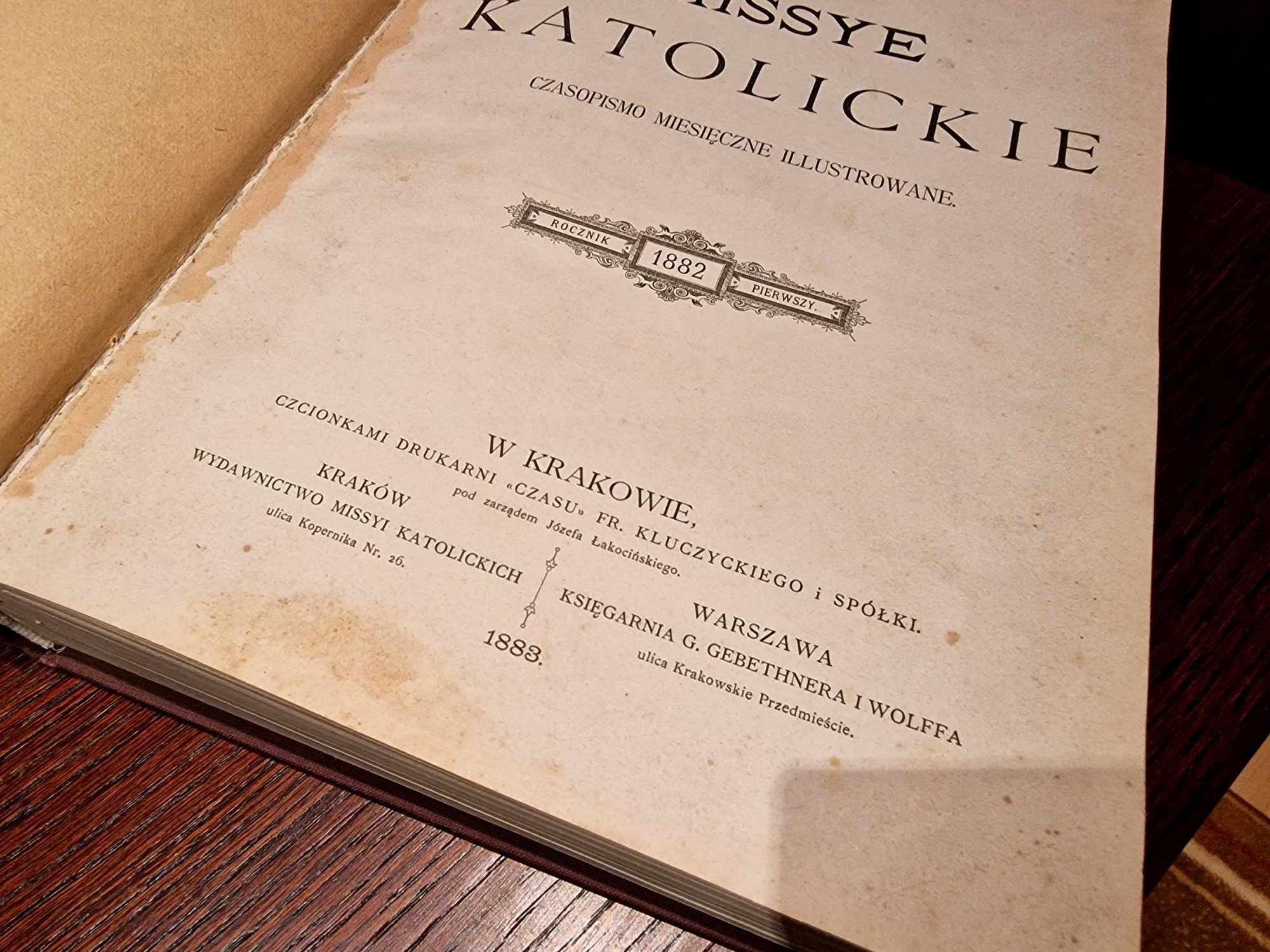 Książka "Missye katolickie" rocznik pierwszy 1882, rok 1883 Kraków