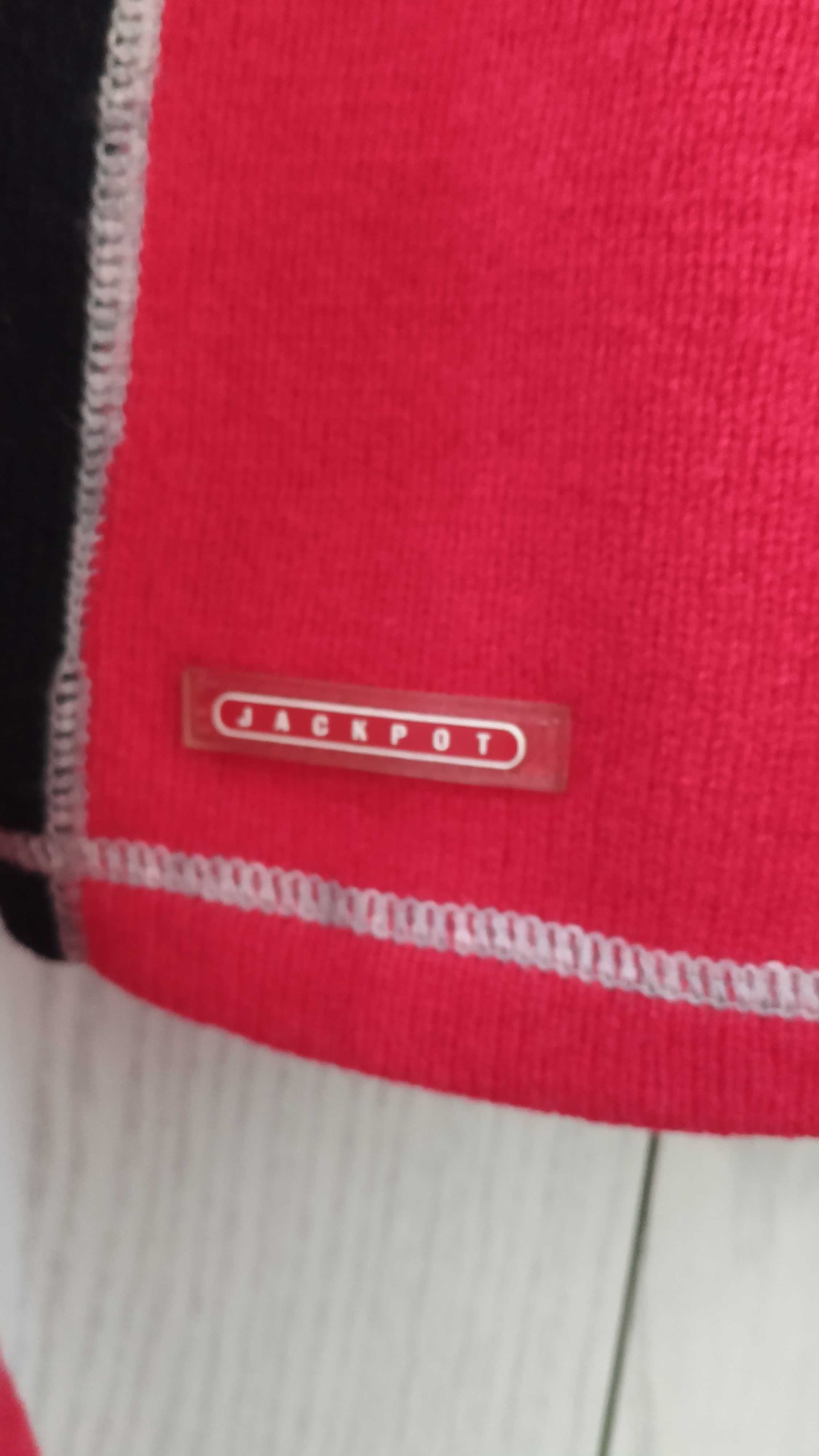 Golf sweter Jackpot r. 40 piękna żywa czerwień prawdziwa wełna