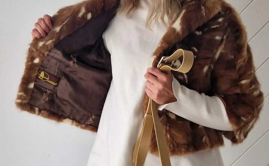 S 36 M 38 Krótka kurtka z Norki lekka i miękka jasny brąz i beż