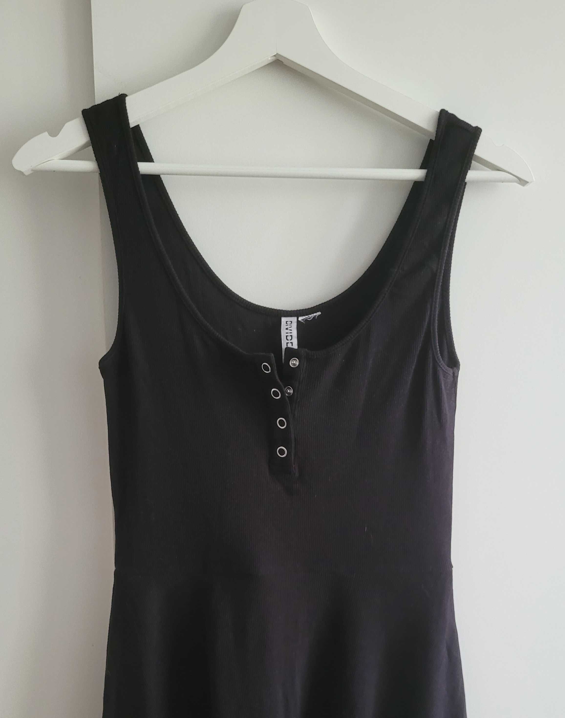 H&M czarna sukienka z dzianiny prążkowanej S 36 letnia na ramiączka