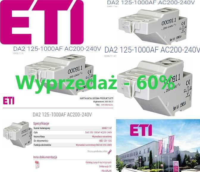 ETI Wyzwalacz Wzrostowy DA2 125 - 1000 AF AC200-240V - 60 %