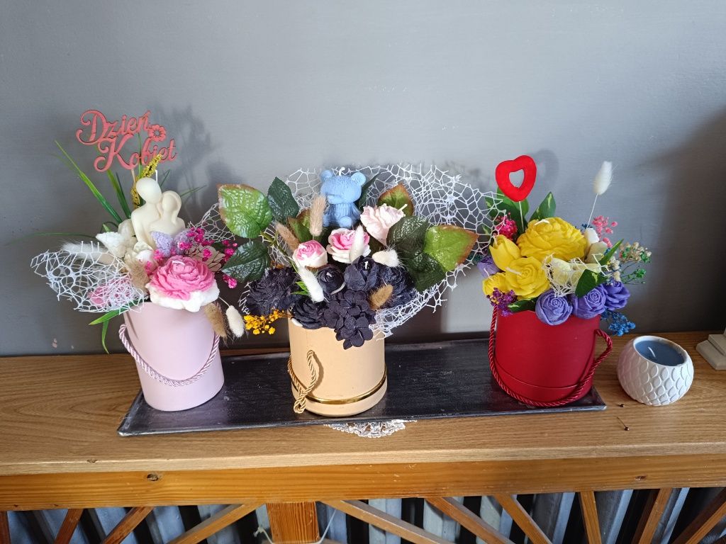 Mydelka,świeczuszki zalewane i wolnostojące ,flower box