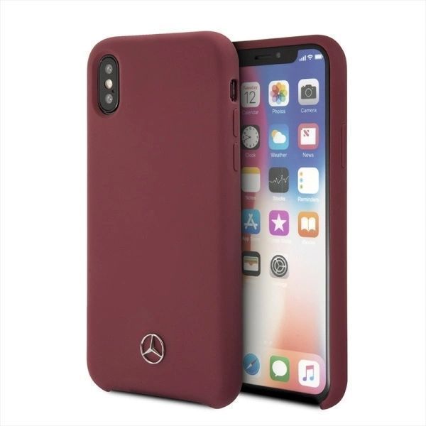 Etui Mercedes Silicone Line na iPhone X / XS - czerwone
