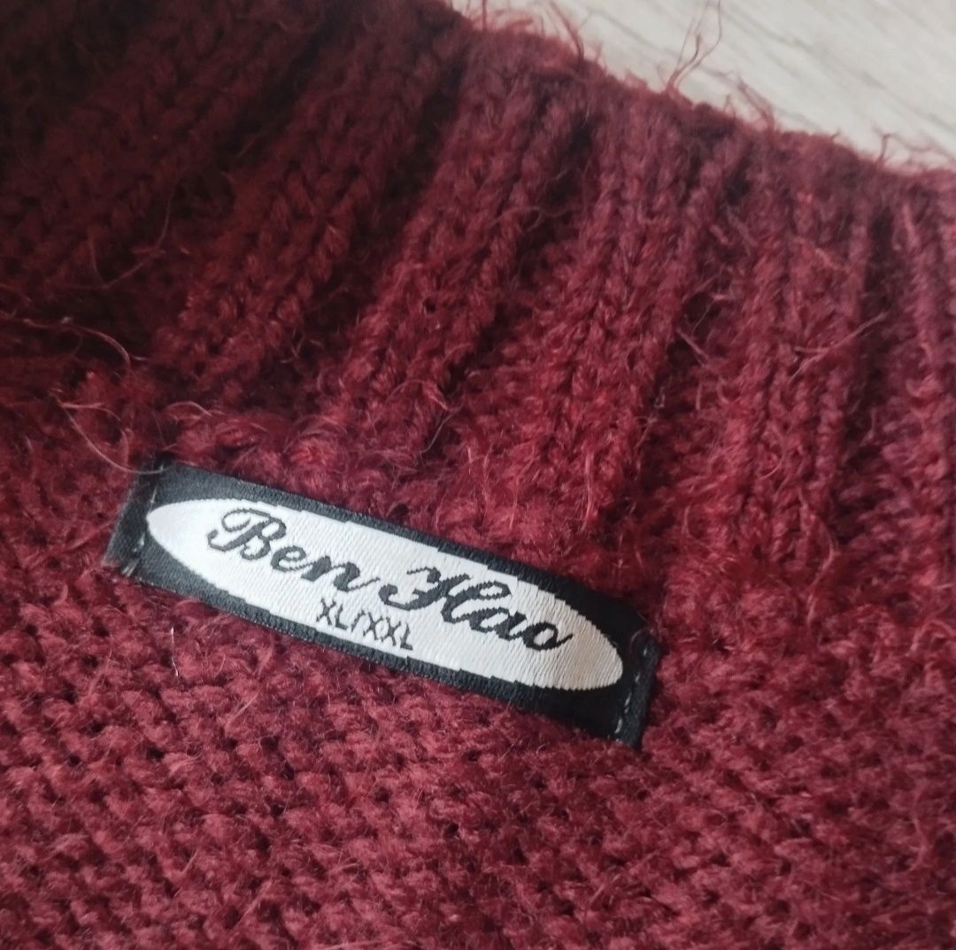 Miękki sweter w paski, nowy bez metki – 30% moher + wełna, rozmiar L (