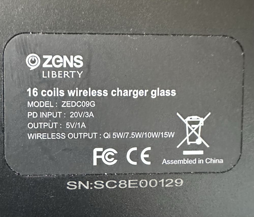 Zens Liberty Wireless Charger Glass Edition 30W