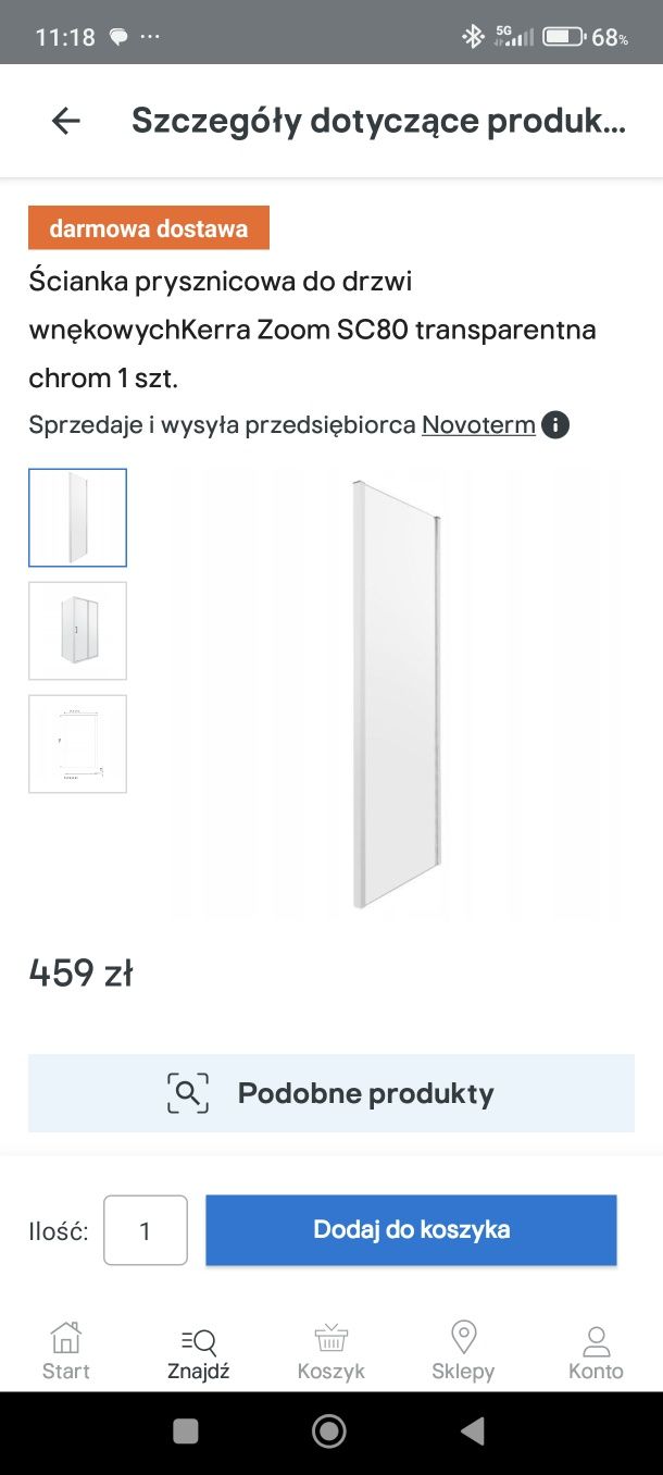 Ścianka prysznicowa Castorama