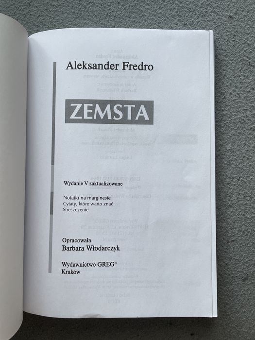 Lektura „Zemsta”