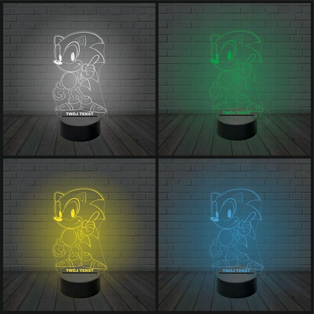 Lampka nocna prezent 3D LED imię grawer SONIC