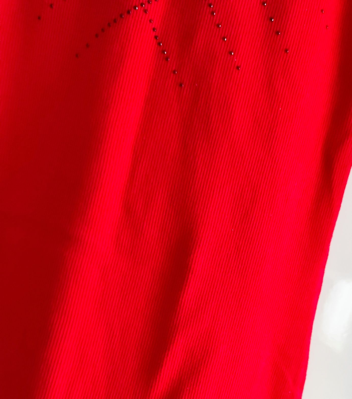 Prążkowana bluzka na ramiączkach, czerwona , cekiny, The Still, Uni