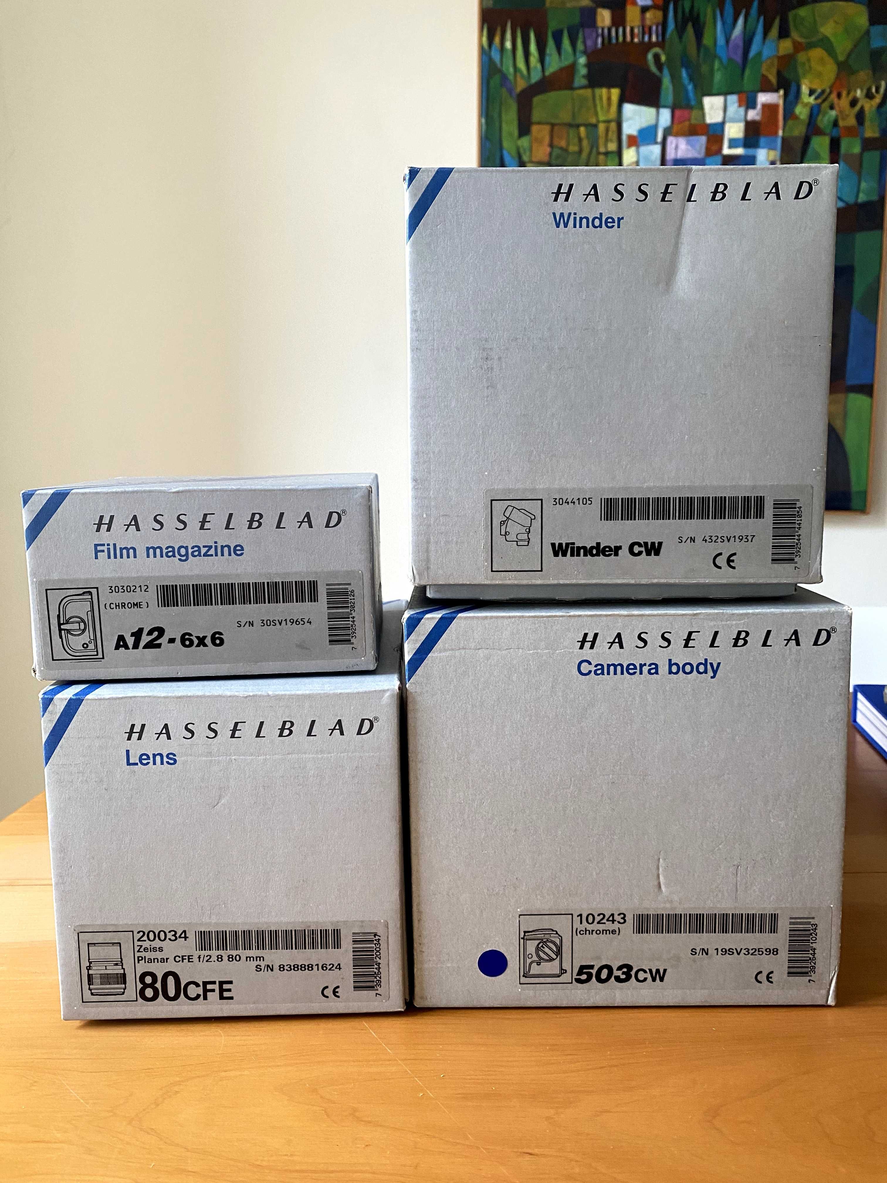 Kit Hasselblad 503CW, Zeiss CFE 80mm, Winder, Prism e Back 6X6