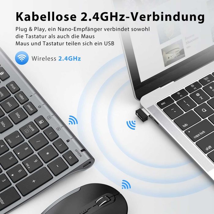 Iclever Bezprzewodowa Klawiatura I Mysz 2,4 G Cienka Smukła Zestaw