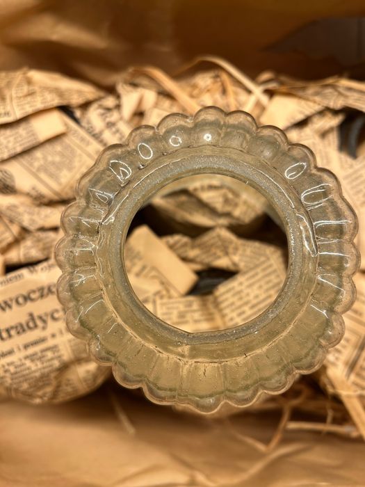 Unikatowy zdobiony klosz ze szkła do lampy Vintage PRL Retro NOWY