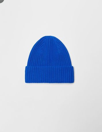 Zara шапка в рубчик с отворотом синяя 10-14лет новая осенняя демисезон