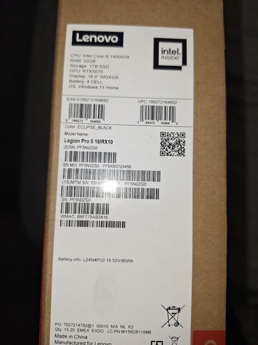 Lenovo legion pro 5 16IRX10 ноутбук Леново