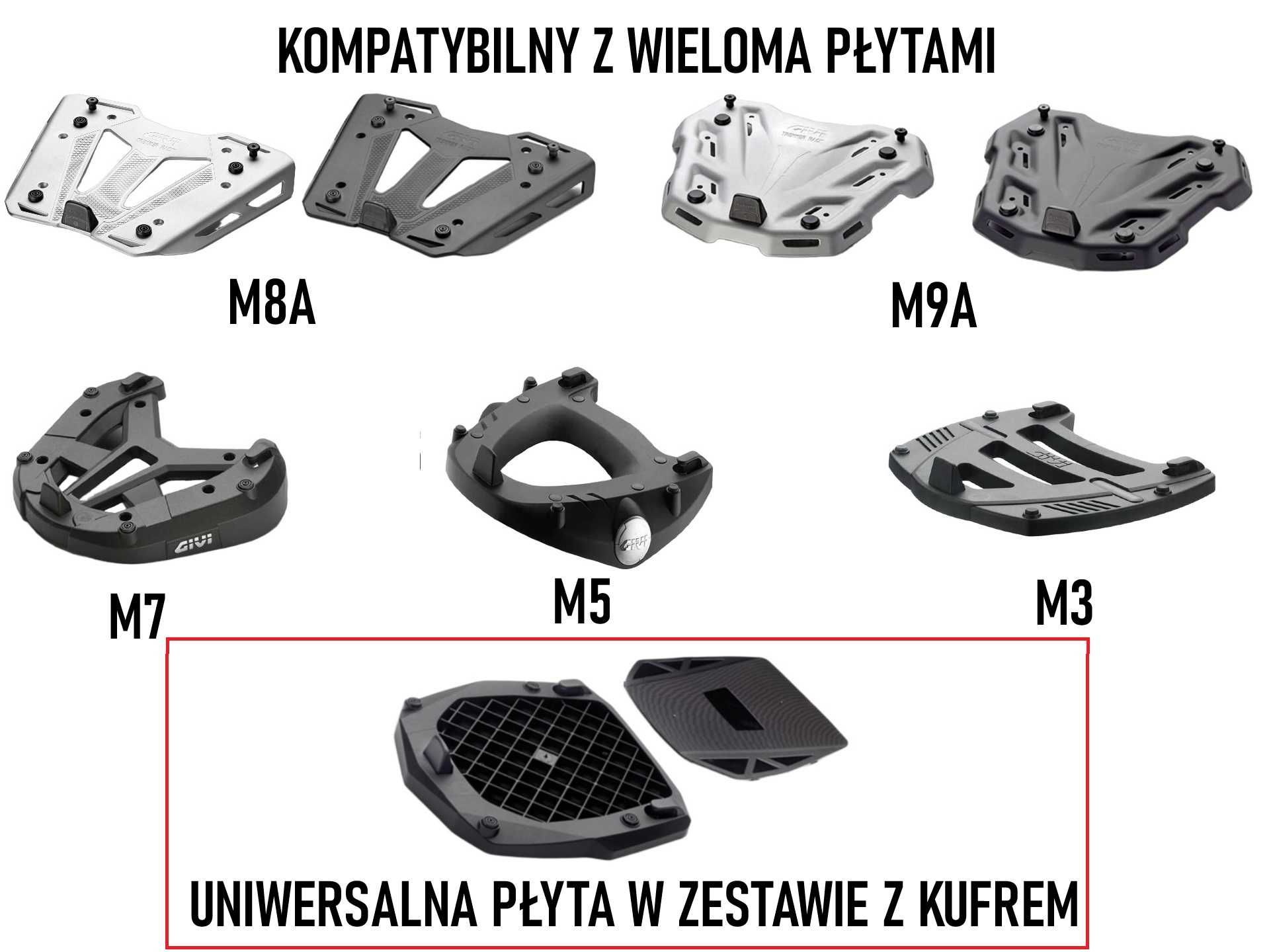 NOWY Centralny kufer motocyklowy SKŁADANY + PŁYTA monokey Vario