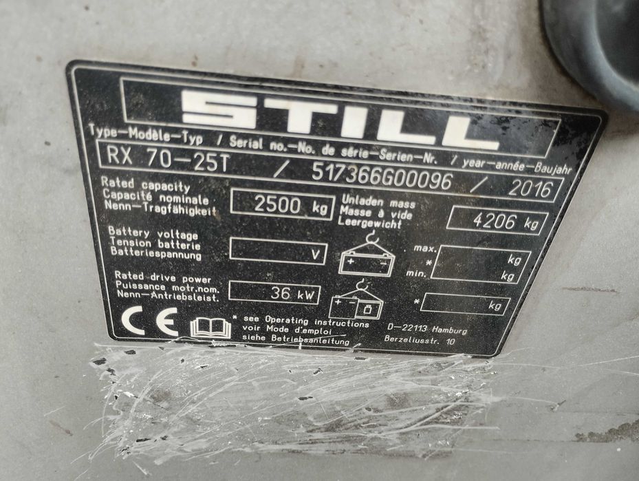 Still RX70-25,2016r, triplex, mały przebi 5 tys. mth, netto 39,4 zl.