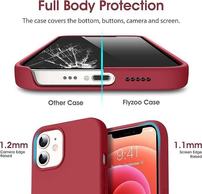 Etui Flyzoo plecki z płynnego silikonu do iPhone'a 12 Mini czerwone