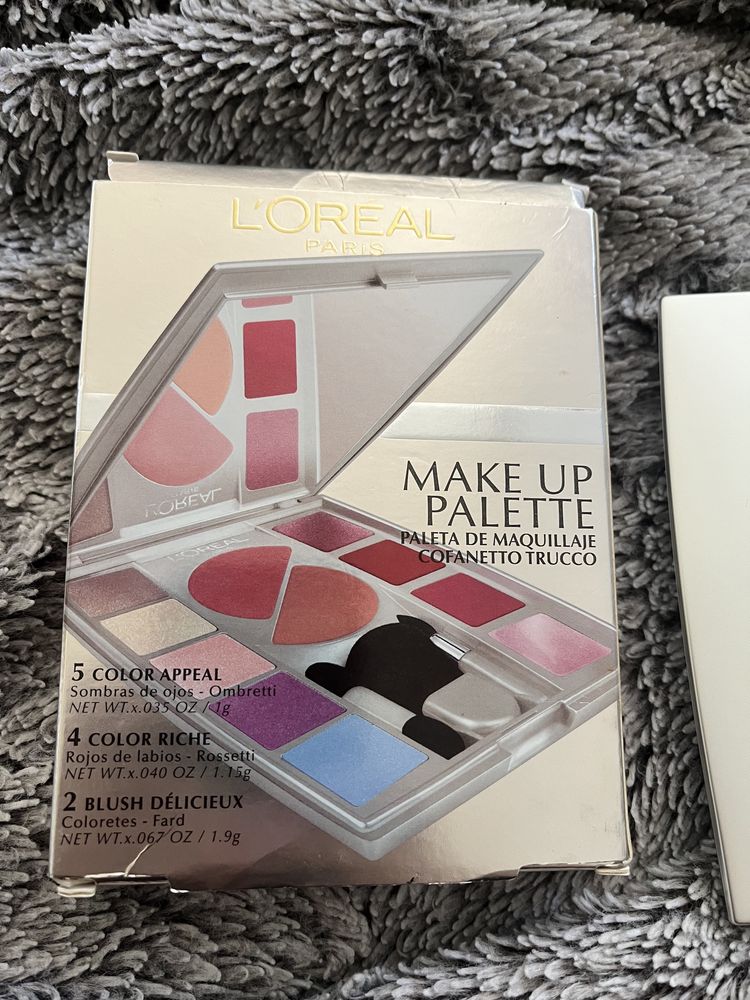 Paleta do makijażu cienie do powiek róż błyszczyk Loreal Paris