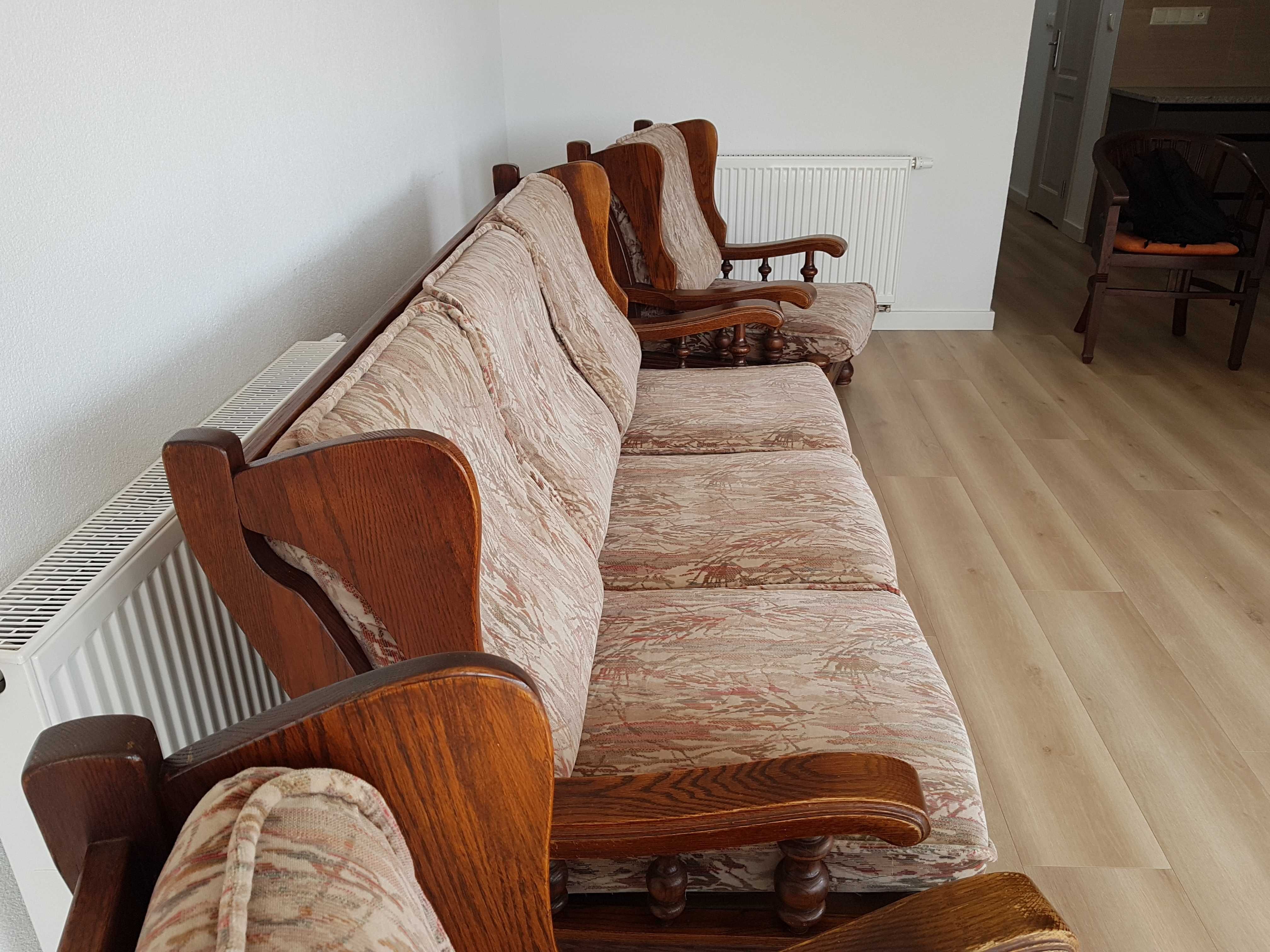 Meble wypoczynkowe dębowe Sofa i 2 Fotele Biłgoraj