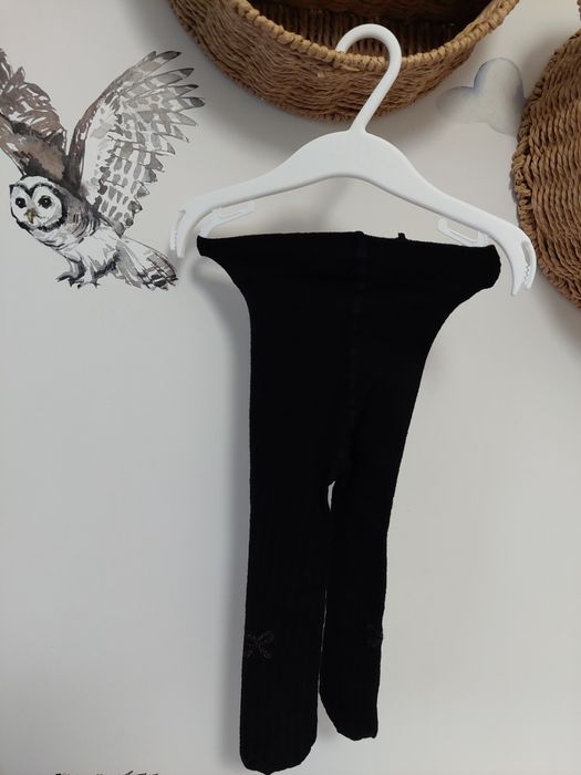 Rajstopy cocodrillo czarne prążkowane nowe kokardka