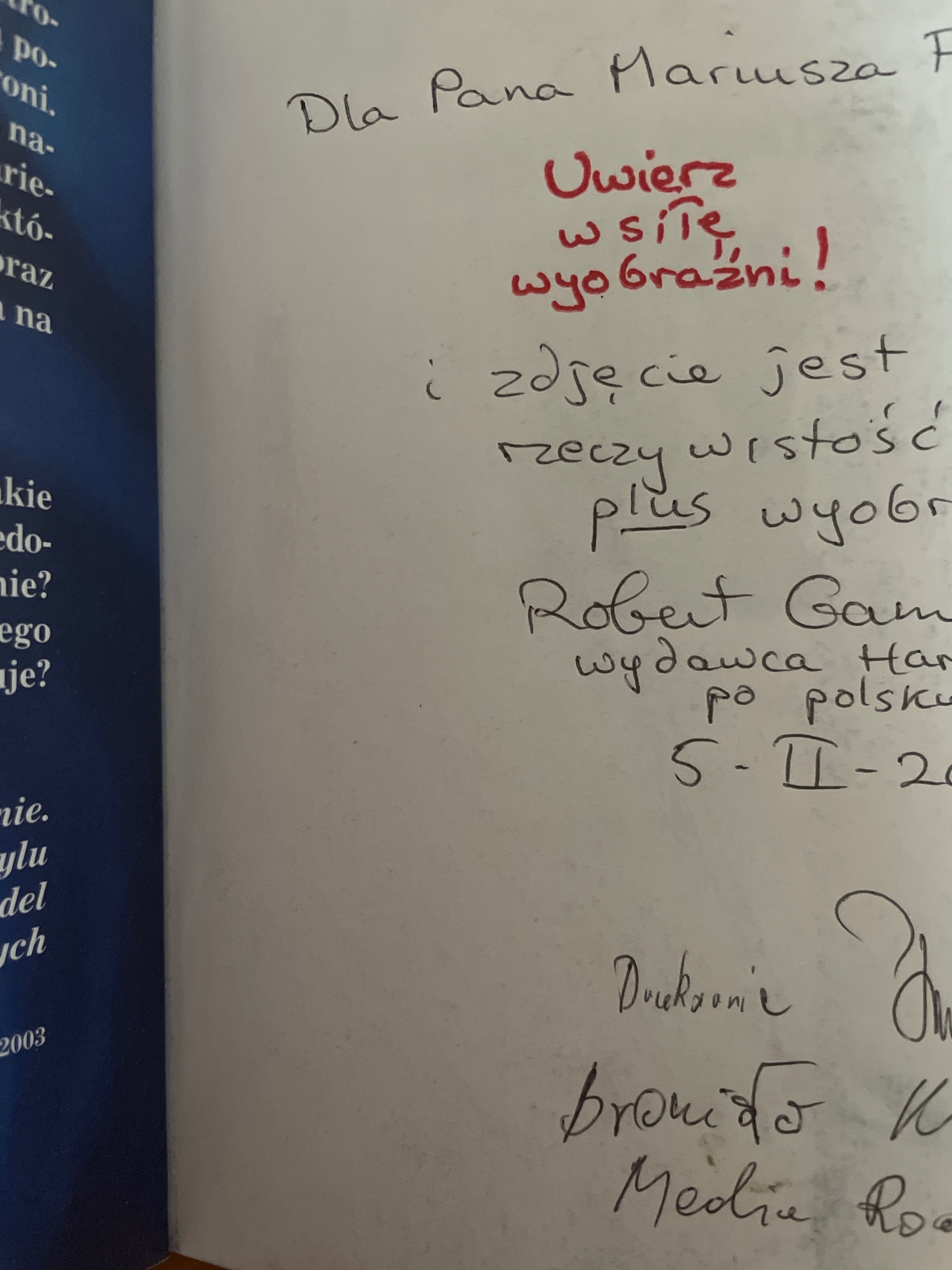 Książka Harry Potter i zakon Feniksa j. K. Rowling z dedykacją wydawcy