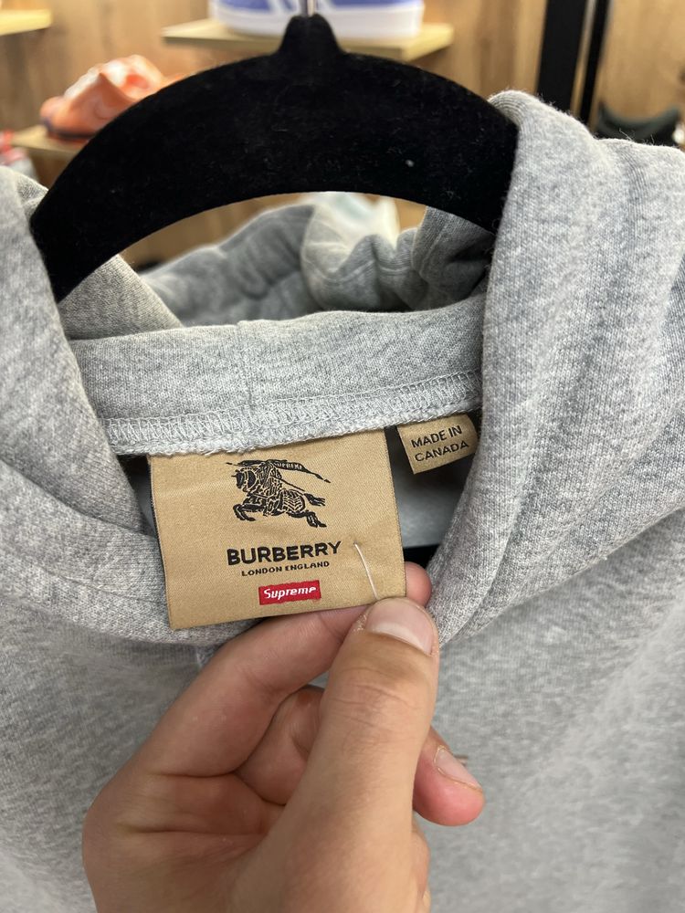 Худі Supreme Burberry Box Logo Grey / Brown