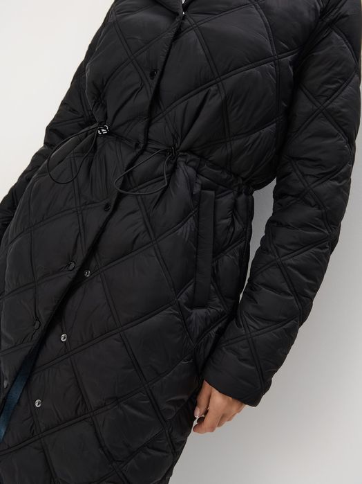 Зимове осіннє демісезонне пальто, стьобана куртка чорна з капюшоном