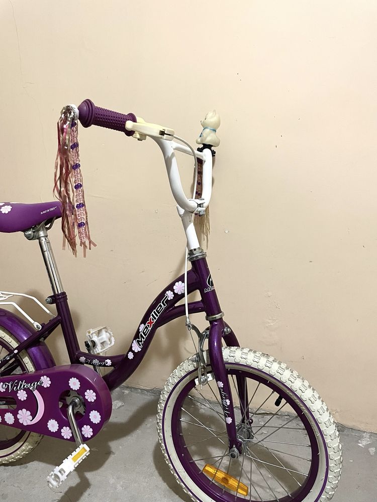 Rower dziecięcy dla dziewczynki Mexller Village fioletowy