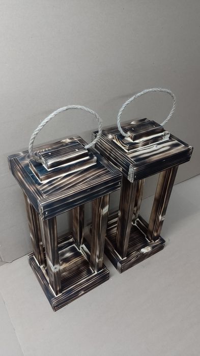 Lampion 46cm drewniany XXL 20x20cm z drewna  baza deska stroik latarni