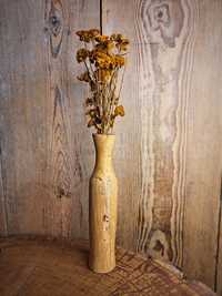 Wazon drewniany olcha do suchych kwiatów handmade boho rękodzieło