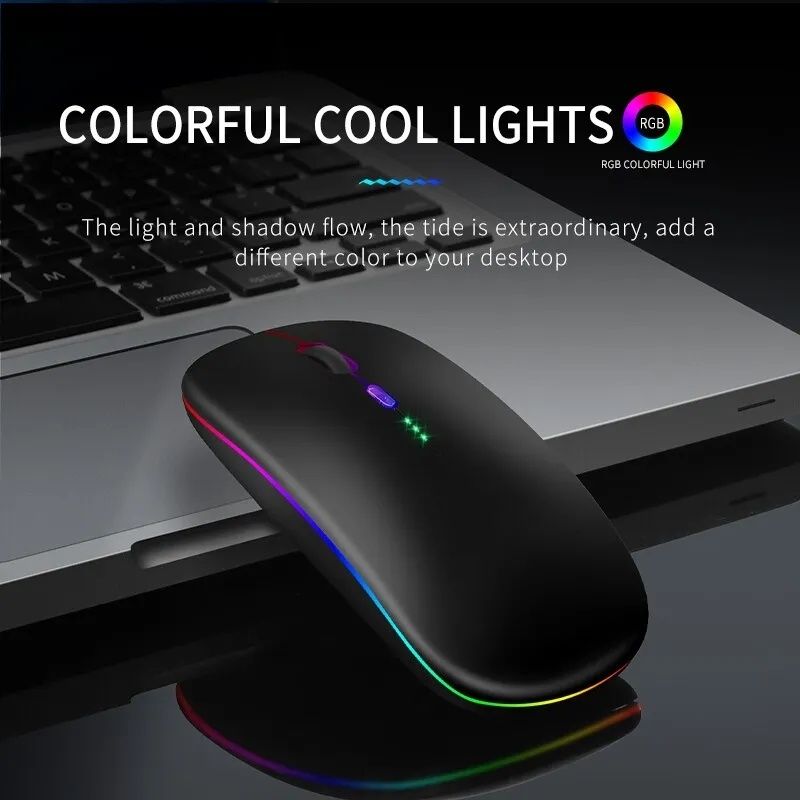 RGB беспроводная мышь с аккумулятором подсветка блютус + адаптер мышк