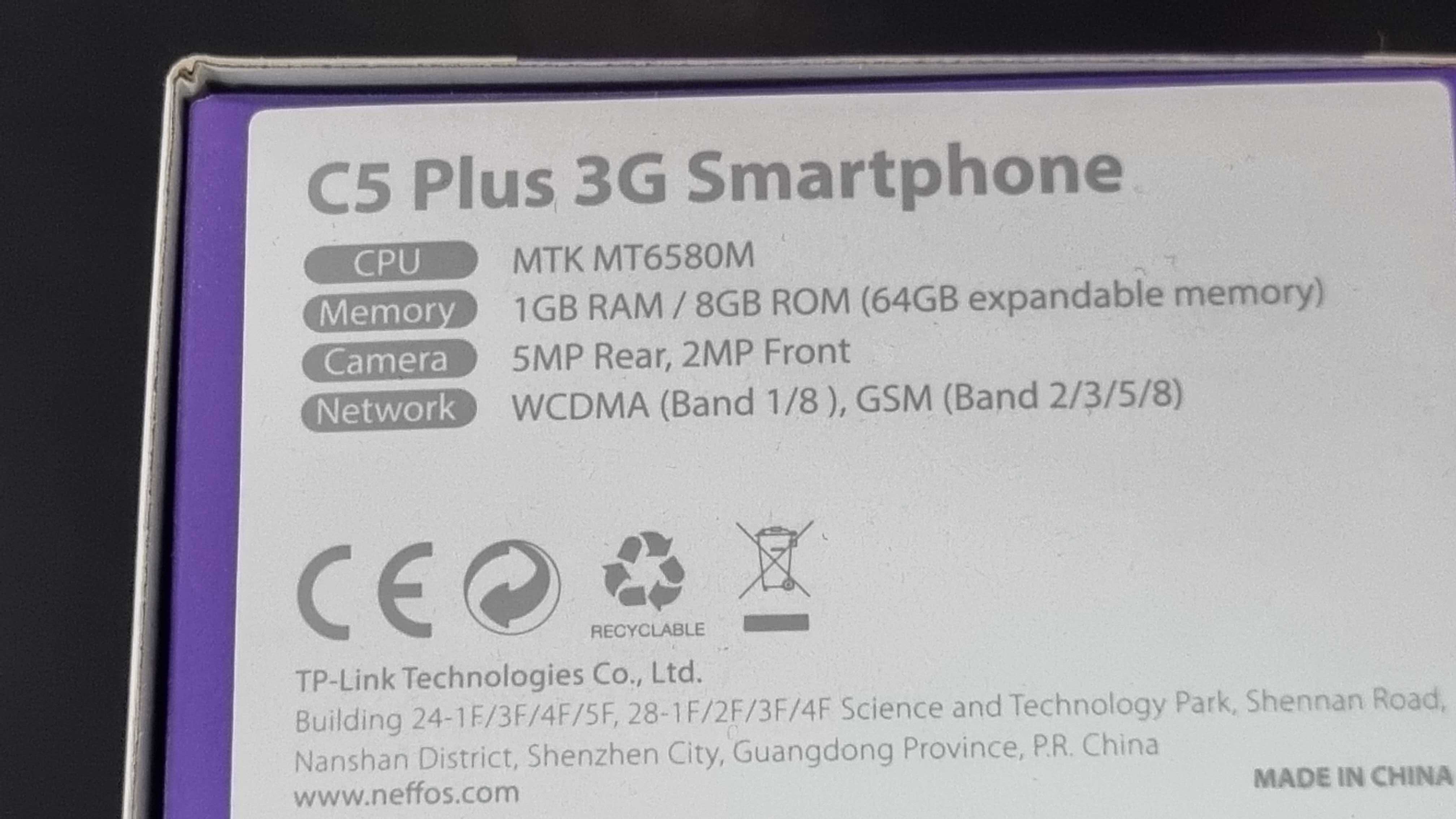 Nowy Smartfon telefon komórkowy dotykowy Neffos TP7031A C5 Plus