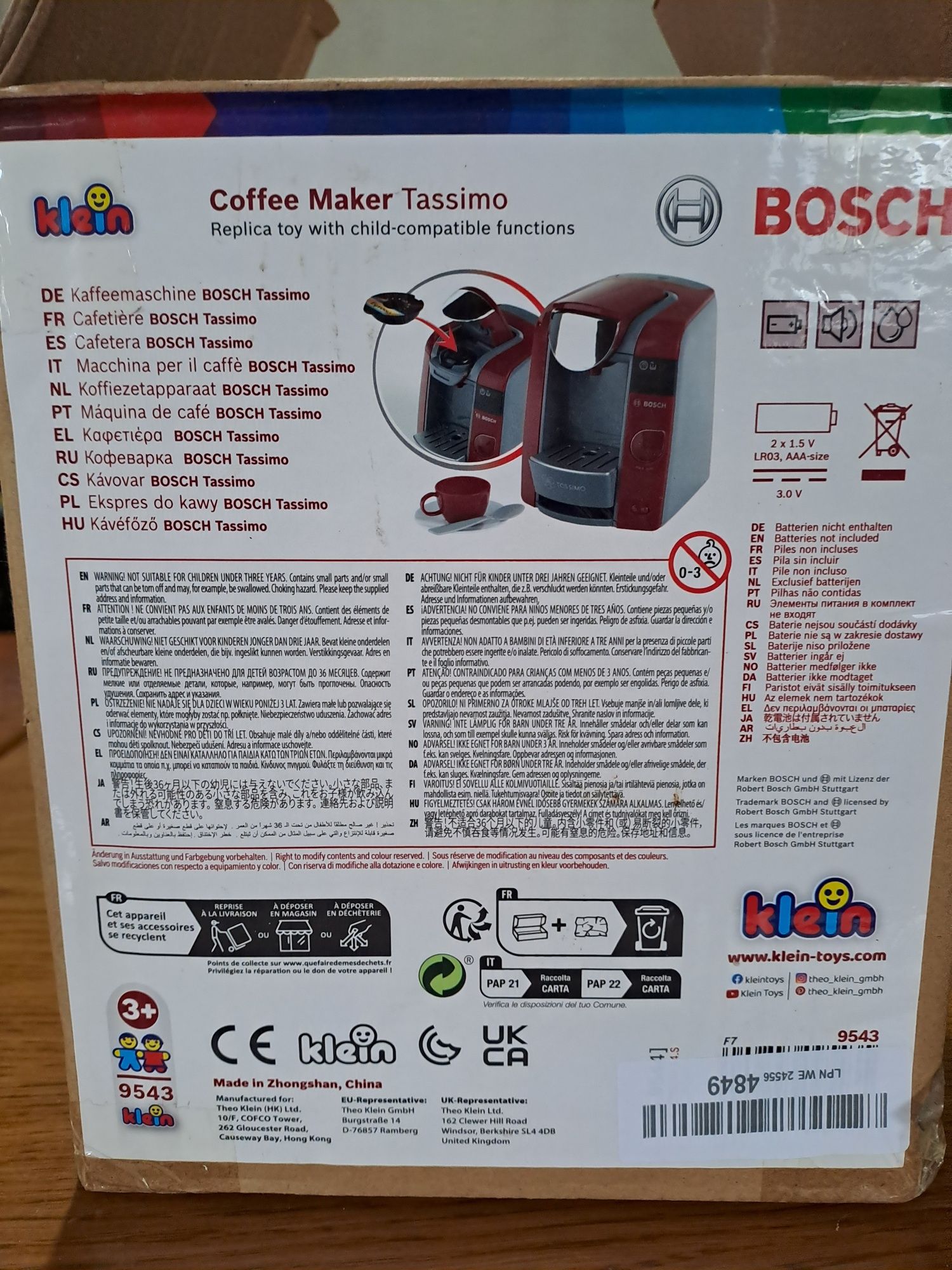Maquina de café klein para criança