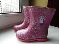 Резинові черевики на дощ, галоші на дівчинку, розмір 26