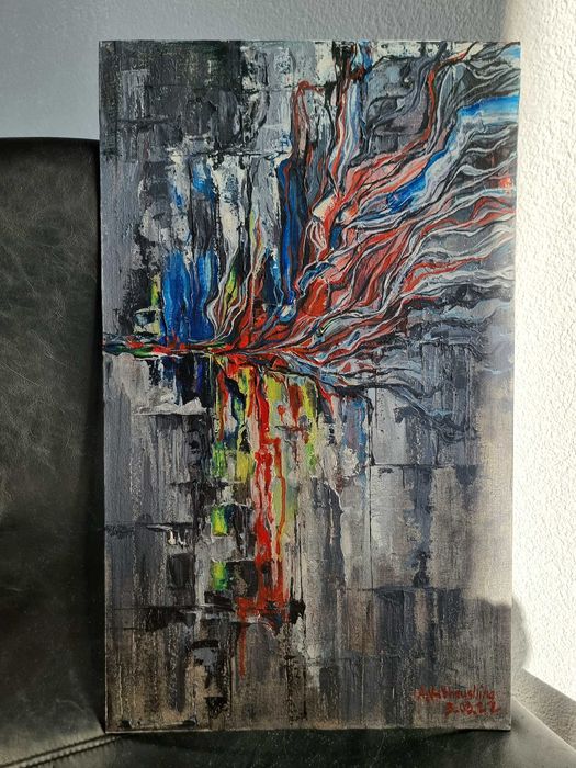 Картина "Полум'я Війни". Олійний живопис 30х50. 2022р