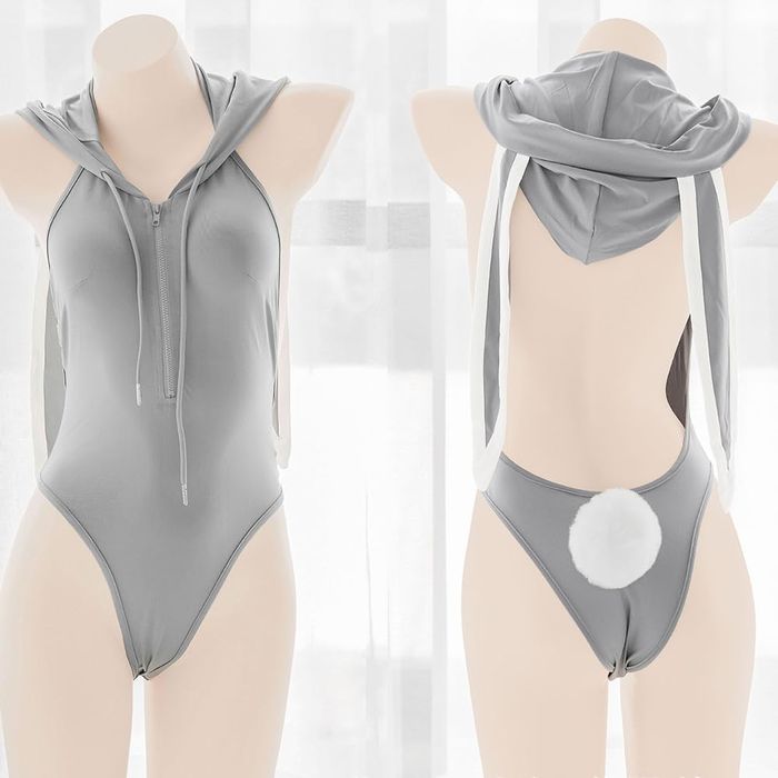 Kostium Sexy Królik Szary z Uszami i Ogonkiem Rozmiar One Size