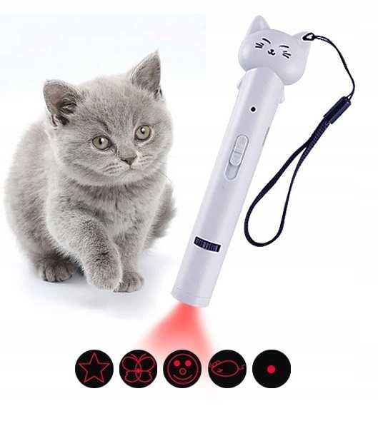 Laser 3w1 dla kota solidny + latarka LED – zabawka USB ładowanie