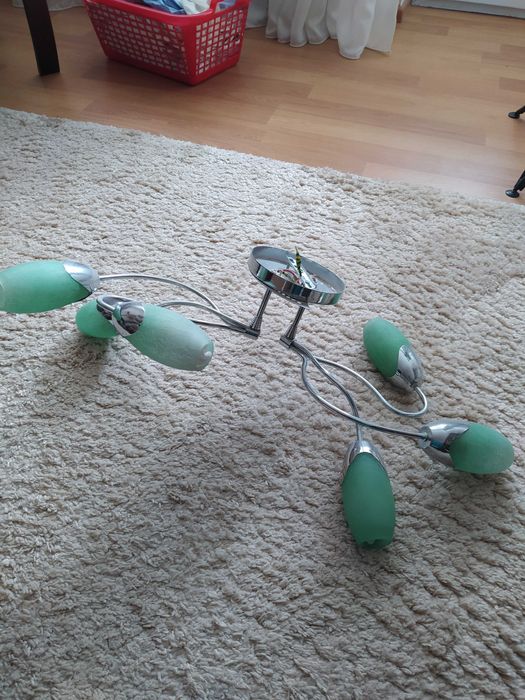 Люстра 6 плафонів, зелена