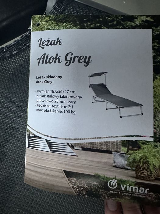 Leżak ATOK szary do opalania, na ryby