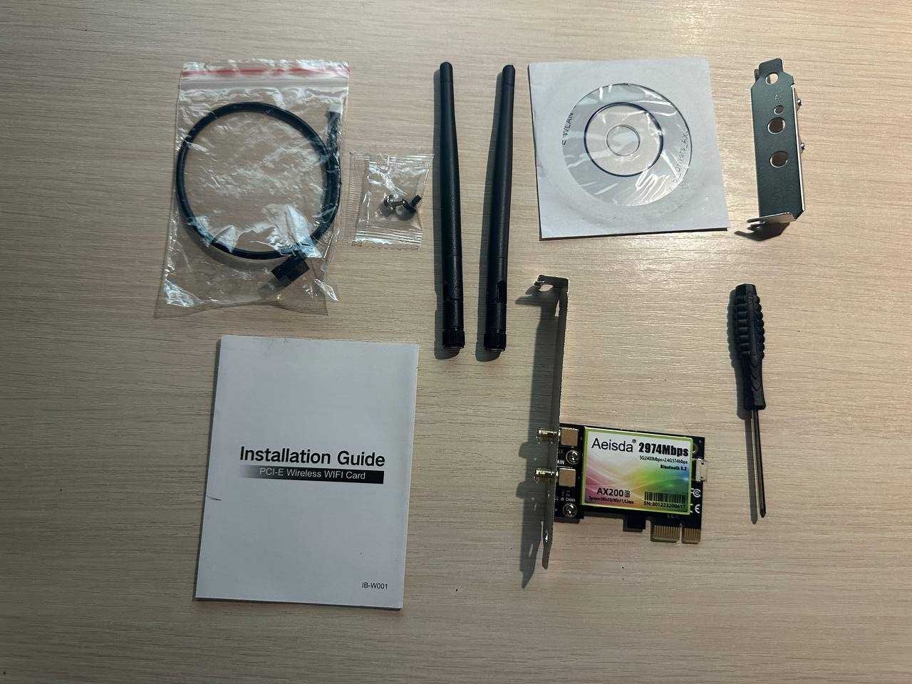 Адаптер Wi-Fi 6 + Bluetooth 5.2 PCI-E Aeisda Intel AX200