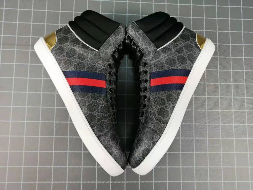 Trampki Wysokie Gucci Szare/Czarne GG Luksusowe