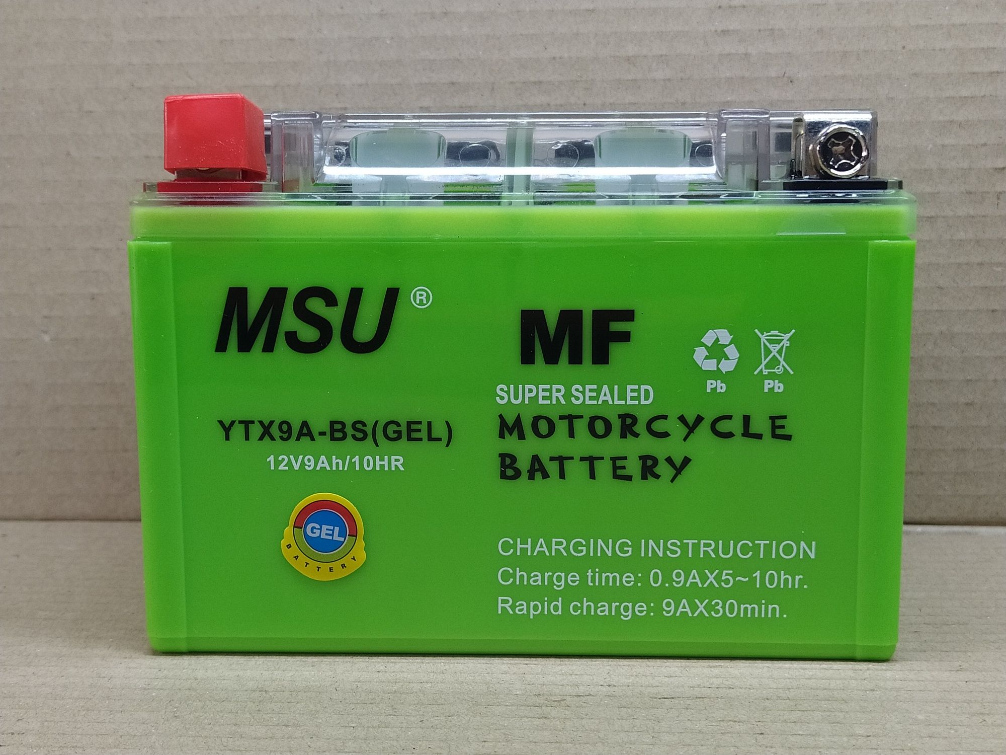 Аккумулятор мото АКБ GEL 12V 9A, 150-87-107mm YTX9А-BS "MSU" (2025)
