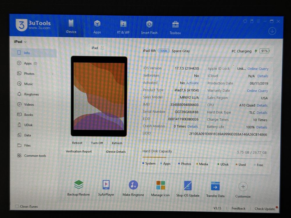 iPad 6. gen. 32GB (A1954) - Cellular (LTE) - zbity - faktura VAT 23%