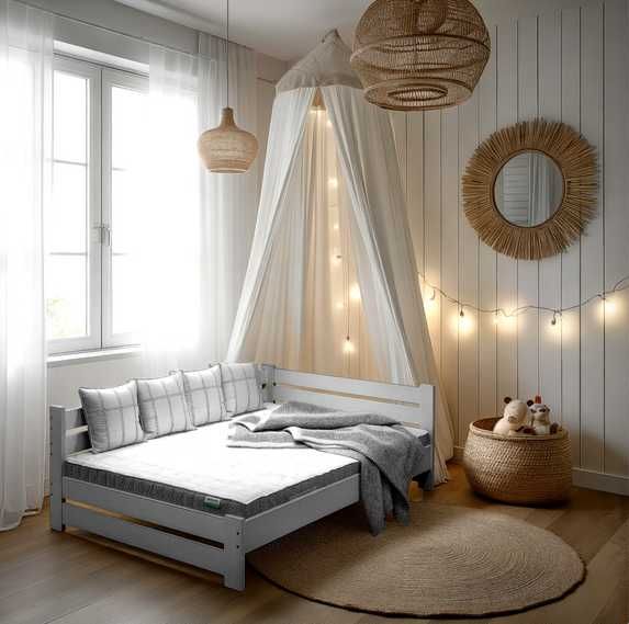 łóżko drewniane mega solidne z oparciem REVEL 140x200